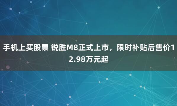 手机上买股票 锐胜M8正式上市，限时补贴后售价12.98万元起